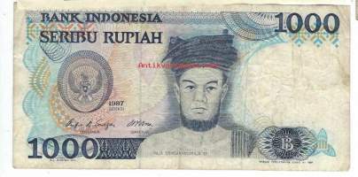 Indonesia  1000  Rupiah  1987 seteli