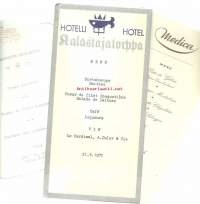 Menu - Kalastajatorppa, Hotel Intercontinental ja Park Aveneu - ruokalista 3 kpl 1970-luku