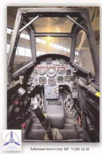 Ilmailu-/ lentokonepostikortti - Ohjaamokuva Messerschmitt Bf 109 G-8.  Kulkematon, uusi **. (Ilmailu, lentokoneet)