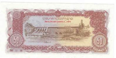 Laos  50  Kip 1979   seteli / Laosin demokraattinen kansantasavalta eli Laos on 6,8 miljoonan asukkaan sisämaavaltio Kaakkois-Aasiassa. Sen rajanaapureita ovat