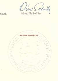 Posti- ja Lennätinlaitos stansattu paperisinetti  asiakirjalla 1963 - sinetti