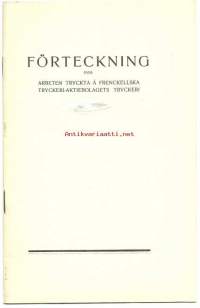Förteckning över arbeten tryckta å Frenckellska Tryckeri Ab:s tryckeri  / painotyöt vuonna 1916