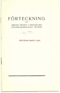 Förteckning över arbeten tryckta å Frenckellska Tryckeri Ab:s tryckeri  / painotyöt vuonna 1916