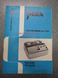Siera Tape Recorder 9120 magnetofoni (kelanauhuri) -käyttöohjekirja, englanninkielinen