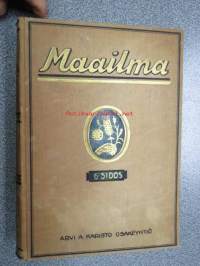 Maailma 1921 (5. ja 6. sidos) - Kirjallinen aitta -erittäin monipuolinen kuukausijulkaisu sidottuna, tunnettujen kirjoittajien ja kuvittajien laadukasta jälkeä