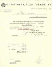 Savo-Karjalan Tukkuliike Oy Viipuri 1929  - firmalomake