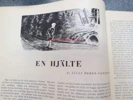 Jul-Scouten 1937 -partiolaisten joululehti ruotsiksi, takakannessa Förlag Bildkonstin &quot;Morsealfabet&quot;-peli (peliohjeet sisäsivuilla), I. Hustich - Indianer, Eric