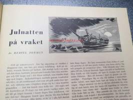 Jul-Scouten 1937 -partiolaisten joululehti ruotsiksi, takakannessa Förlag Bildkonstin &quot;Morsealfabet&quot;-peli (peliohjeet sisäsivuilla), I. Hustich - Indianer, Eric