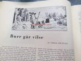 Jul-Scouten 1937 -partiolaisten joululehti ruotsiksi, takakannessa Förlag Bildkonstin &quot;Morsealfabet&quot;-peli (peliohjeet sisäsivuilla), I. Hustich - Indianer, Eric