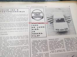 Moottoriviesti 1967 nr 6, ilmestynyt 14.6.1967, sis. mm. seur. artikkelit / kuvat / mainokset; Kansikuva Datsun 1300, Kestotesti Volvo 144 S, Taunus 15 M, Daf 44