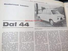 Moottoriviesti 1967 nr 6, ilmestynyt 14.6.1967, sis. mm. seur. artikkelit / kuvat / mainokset; Kansikuva Datsun 1300, Kestotesti Volvo 144 S, Taunus 15 M, Daf 44