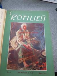 Kotiliesi 1930 -sidottu vuosikerta, kansikuvat näkyvät kuvissa