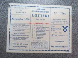 Åbolands Ungdomsförbunds Lotteri 1951 nr 7706 -arpalippu