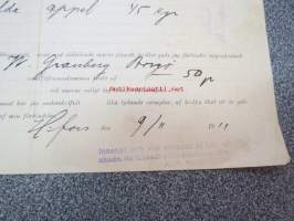 &quot;Borgå&quot;, 9.11.1911 -konossomentti, merirahtikirja