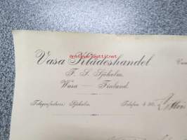Vasa Klädeshandel - F.S. Sjöholm, Wasa (Vaasa), 3.4.1907 -asiakirja