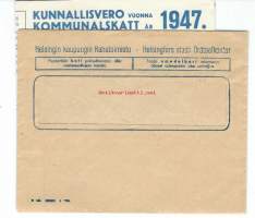 Helsingin Kaupungin Rahatoimisto ja Kunnallisvero 1947 -   firmakuori