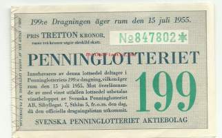 Penninglotteriet 199 / 1955  - arpa