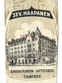 Ensimmäinen Apteekki Tampere Sev. Haapanen, resepti  signatuuri  1941
