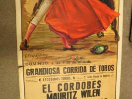 Plaza Toros de Palma de Mallorca - Härkätaistelujuliste - 1950-70-lukujen yleinen matkamuistojuliste, johon sai painatettua oman nimensä, silloista eksotiikkaa,