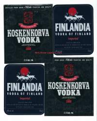 Vodka  viinietikettejä 4 kpl - viinaetiketti