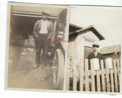 Autonkuljettaja 1920-luvulla  - valokuva 6x9 cm 2kpl