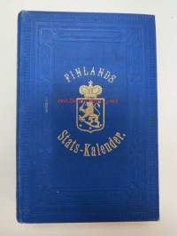 Finlands Stats-Kalender för år 1887 -valtiokalenteri, jossa mm. almanakka, &quot;Turkarnes Kalender&quot;, Dagliga medelvärmen i Helsingfors, Planeternas synbarhet, Ryska