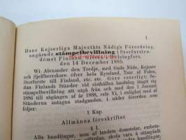 Finlands Stats-Kalender för år 1887 -valtiokalenteri, jossa mm. almanakka, &quot;Turkarnes Kalender&quot;, Dagliga medelvärmen i Helsingfors, Planeternas synbarhet, Ryska
