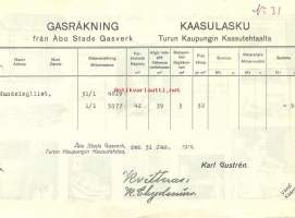 Turun Kaasutehdas 1916 - firmalomake