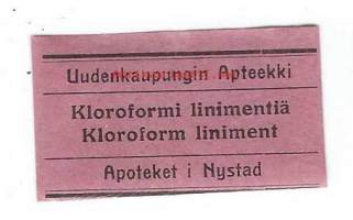 Kloroformi linimenttiä -  apteekkietiketti