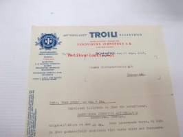 Aktiebolaget Troili Osakeyhtiö, Helsingfors 27.9.1937 -liikekirje