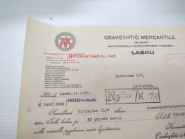 Osakeyhtiö Mercantile, Helsinki 14.6.1937 -liikekirje, huomaa &quot;The Star Hacksaw&quot;-mainoslipukkeet liimattuna