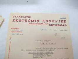 Osakeyhtiö Ekströmin Koneliike Aktiebolag, Helsinki 6.4.1922 -liikekirje