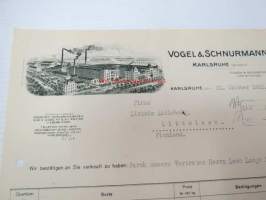 Vogel &amp; Schnurmann, Karlsruhe (Baden) 20.10.1922 -liikekirje
