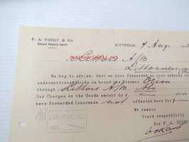 F.A. Voigt &amp; Co - General Shipping Agent, Rotterdam 4.8.1922 -liikekirje