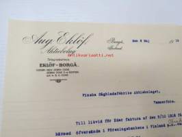 Aug. Eklöf Aktiebolag, Borgå (Porvoo) 8.5.1919 -liikekirje