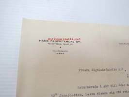 Häme Faneritehdas Oy, Tavastehus (Hämeenlinna) 19.5.1931 -liikekirje