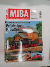 MIBA - Die Eisenbahnmodelle 2013, 12 kpl rautatieharrastelehtiä, saksankielisiä, joulukuun numero puuttuu?, kaikkien kansikuvat näkyvät kuvissa