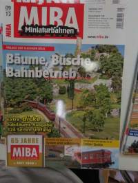 MIBA - Die Eisenbahnmodelle 2013, 12 kpl rautatieharrastelehtiä, saksankielisiä, joulukuun numero puuttuu?, kaikkien kansikuvat näkyvät kuvissa