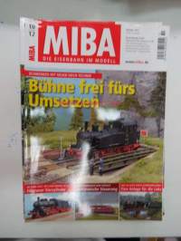 MIBA - Die Eisenbahnmodelle 2012, 10 kpl rautatieharrastelehtiä, saksankielisiä, numero 2 ja 8 puuttuu, kaikkien kansikuvat näkyvät kuvissa
