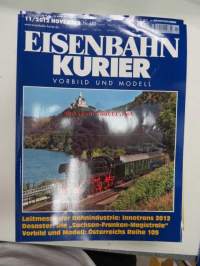 Eisenbahn Kurier 2012, 11 kpl rautatieharrastelehtiä, saksankielisiä, kaikkien kansikuvat ja sisältöä näkyvät kuvissa