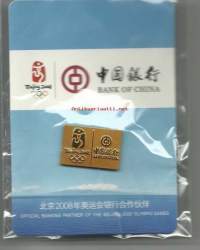 Peking 2002 Official Partner of Beijing 2008 Olympic Games/ Bank of China   - pinssi rintamerkki avaamaton pakkaus