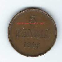 5 penniä  1905