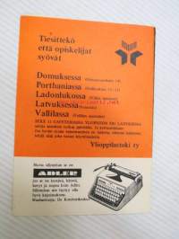Porthanian paperikauppa / Keskusvarasto ja kioski / Viikin paperikauppa - Ylioppilastuki ry -lukujärjestys