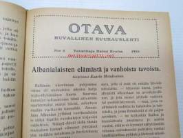 Otava - Kuvallinen kuukauslehti 1916 -sidottu vuosikerta, sisältää runsaasti mielenkiintoisia artikkeleita eri aihepiireistä, painokuvia, kannet sidottu tässä