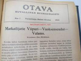 Otava - Kuvallinen kuukauslehti 1916 -sidottu vuosikerta, sisältää runsaasti mielenkiintoisia artikkeleita eri aihepiireistä, painokuvia, kannet sidottu tässä