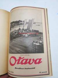 Otava - Kuvallinen kuukauslehti 1916 -sidottu vuosikerta, sisältää runsaasti mielenkiintoisia artikkeleita eri aihepiireistä, painokuvia, kannet sidottu tässä