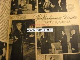 Suomen Kuvalehti 1945 nr 9, ilm 3.3.1945. Miten veturit syntyvät; Tampereen Lokomo. Mia Backman 50-vuotisjuhla.