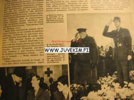 Suomen Kuvalehti 1945 nr 1. Tammikuu  1945 ajankuvaa. Kansi: Mannerheim vierailee invaliidisairaalassa.