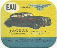 Jaguar  - autokortti, keräilykuva, kahvipakettikuva  - uusintapainos / Vuonna 2014 Pauligin Juhla Mokka täytti 85 v ja julkaisi suosituista autokorteista
