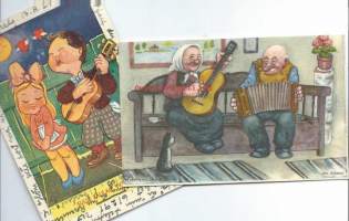 Vanhaa ja nuorta lemmenluritusta - postikortti kulkeneita 2 kpl